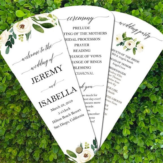 Wedding Program Petal Fans Assembled - Elegant Floral in White Collection Il_570xn