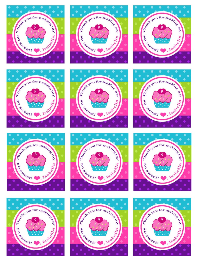 Printable Cupcake Favor Tag Cupcake Topper Gift Tag Sweet | Etsy