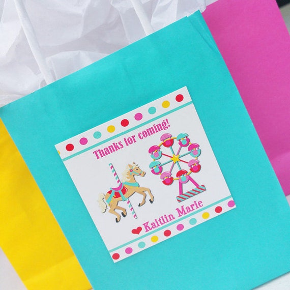 Personalized Amusement Park Carousel Favor Tag - Printable or Printed with FREE Shipping - Amusement Park Fun Collection Il_570xn