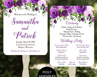 Purple Wedding Program Fans Assembled - Purple Jessica Collection TPC9023