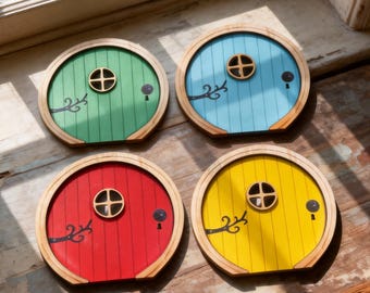 Prinzessinnenzimmer und Feenhaus verzauberte Wohnkultur | Bedruckte magische Mini-Feen-Tür aus Holz für Idoor | Rustikale Elfen / Türfiguren