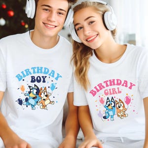 Blue Dog Birthday Boy and Girl Png, Birthday Girl Png, Blue Dog Family, Blue Dog Sublimation Png, Blue Dog Svg, Blue Bingo Png