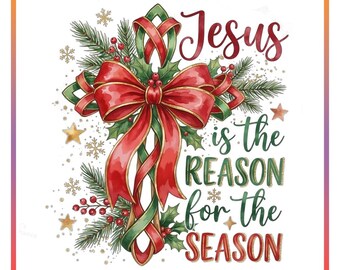 Jesus Is The Reason For A Season png | Preppy christmas png | Christmas png |  Retro Christmas png | Checkered Red Plaid Png