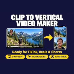 Créateur de vidéos verticales pour clips, éditeur de vidéos courtes TikTok Reels, outil de création de clips pour streamers sous Windows, utilisation unique