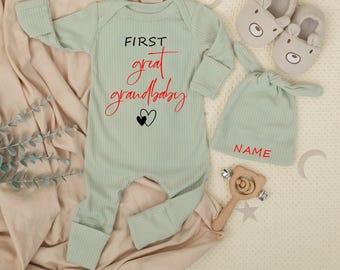First Great Grandbaby outfit, Newborn Baby bodysuit and hat set, Hi Grandma, Hi Grandpa, Gift for Grandma, Gift for Grandpa, New Baby Gifts
