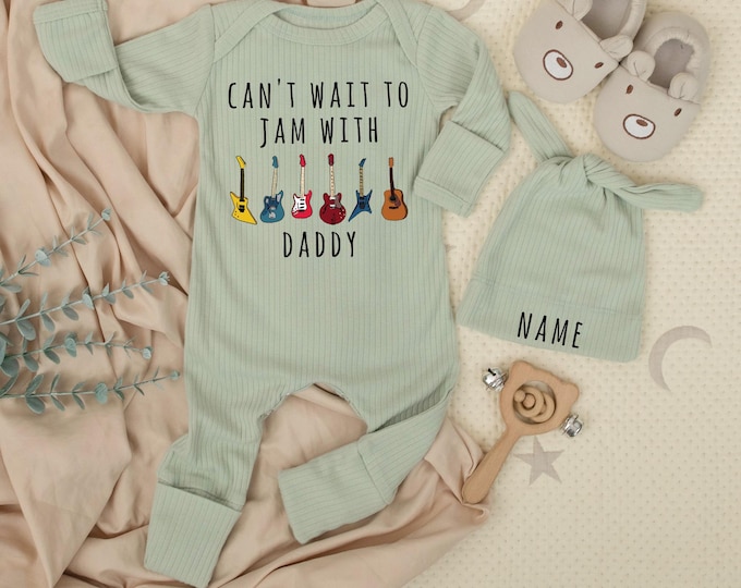 Jam With Daddy Baby Bodysuit, Baby Guitar Rock Music Bodysuit, Funny Dad, take a shower, Cute Baby Guitars Romper, Rock Music Daddy Jumpsuit
