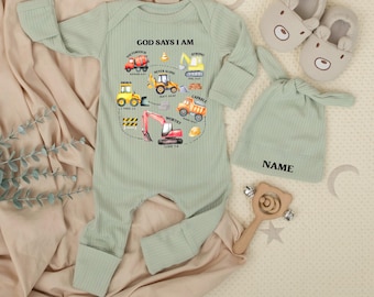 God Says I Am Baby Newborn Bodysuit,  Christian Baby Outfit, Bible Verse Baby Clothes, Religious Baby Gift, Scripture Baby Shower Gift