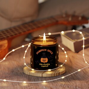 Pumpkin Spice Halloween Candle, Black Cat Pumpkin Jar, Spooky Fall Soy Candle, Halloween Gift Home Decor