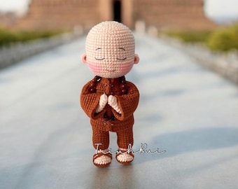 Little Novice Monk Standing in Prayer Pattern
