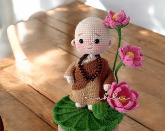 Little Monk on Lotus Base - Amigurumi Crochet Pattern