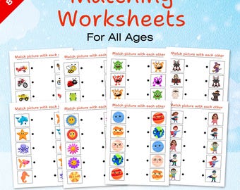 Passende Arbeitsblätter für Kinder | Lustiges Bilder-Match-Spiel für Vorschule und Kindergarten | Druckbare Lernspiele | Kinderaktivität |
