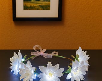 LED Flower Crown Headband – Glow Neon Light Up Fairy Tiara
