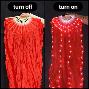LED Rave Belly Dance Fan Veils – Light up Silk Fans for Rave Festival ...