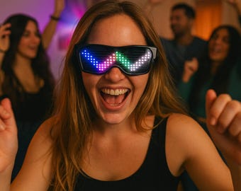 Gafas LED Rave controladas por app / Texto personalizado, recargables por USB