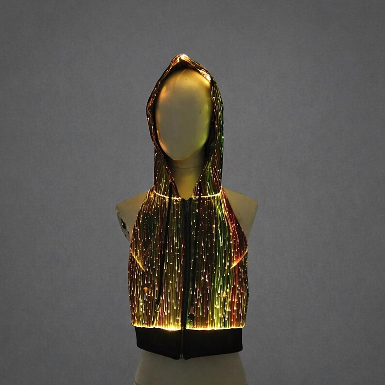 Led Rave Jacket LED Fiber Optic Rave Hoodie | Light-up Backless Festival Top - Etsy