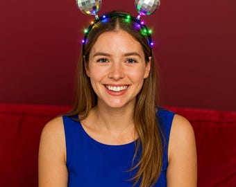 Rave Disco Ball Headband • Light-Up Rave Party Hair Accessory