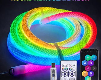 LED Rave Strip Light | Flexible Silicone Light Tape with Round Reticulate Design for Decor, Party and Christmas | 360 degree Neon Rave Strip