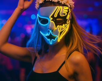 Rave Cosplay Mask | Luminous Halloween Masquerade Costume