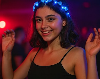 Rave LED Flower Crown • Light Up Floral Headband, Weddings & Festive Events