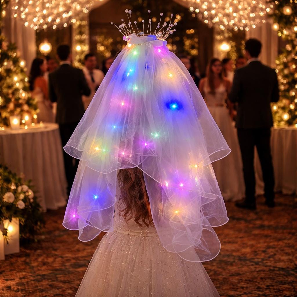 wedding dress with fairy lights Light Princess Wedding Gown S / White / Lace
