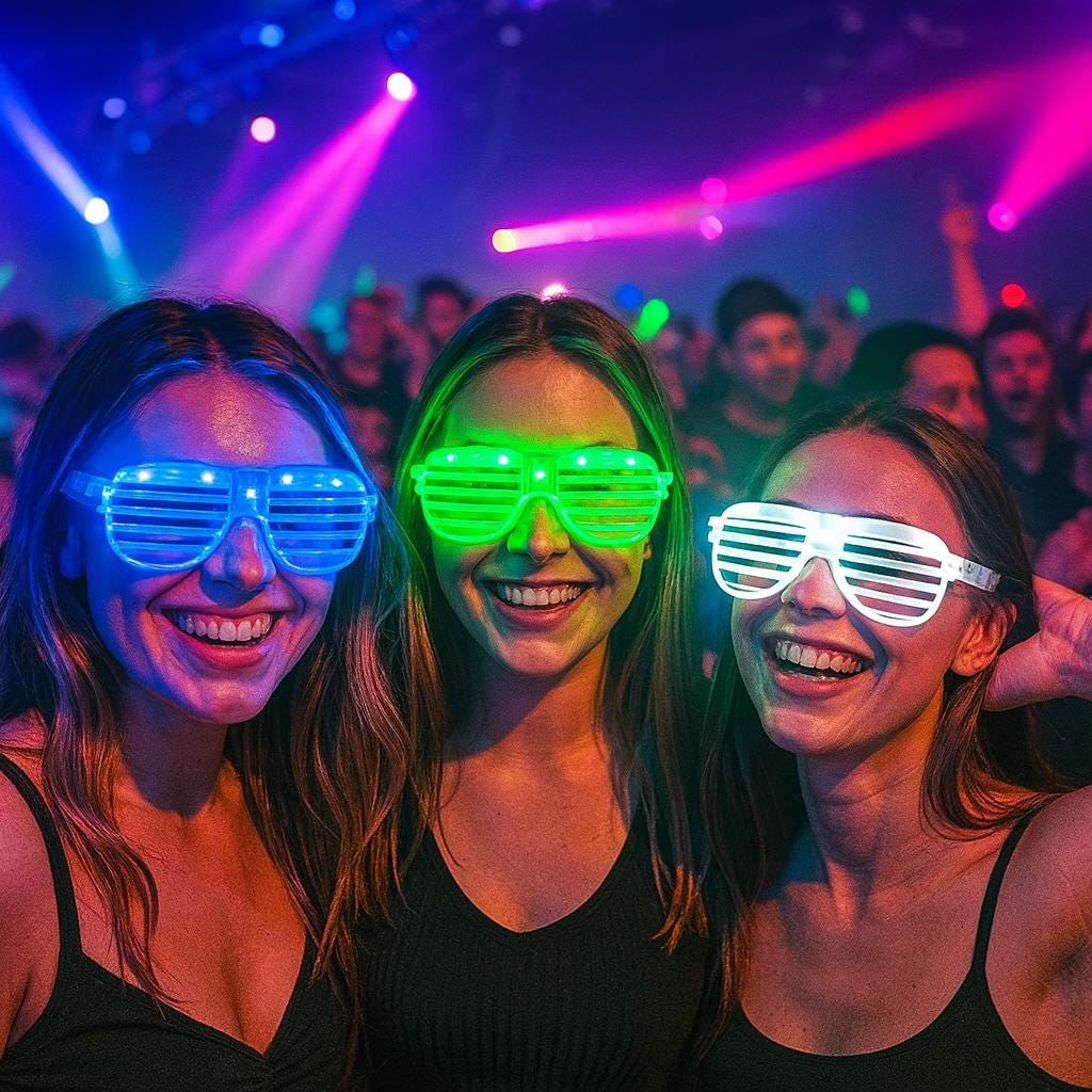 LED Rave Glasses • Glow in the Dark Neon Party Sunglasses - Etsy