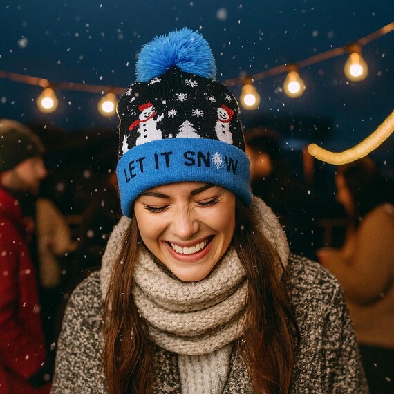 Rave LED Christmas Beanie – Light-up Snowman Knit Winter Hat 