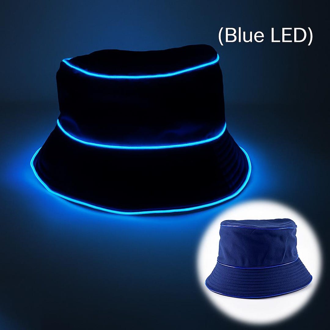 EL Wire Glow Bucket Hat • Luminous Rave Festival Cap - Etsy