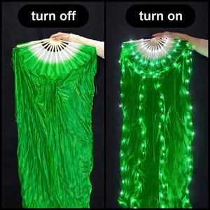 LED Rave Belly Dance Fan Veils – Light up Silk Fans for Rave Festival ...