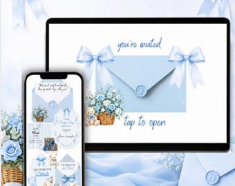 Sitio web para baby shower, invitación digital "Baby in Bloom": plantilla de Canva