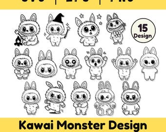 Christmas Monster SVG Bundle: Kawaii Cartoon Clipart (Digital Download)