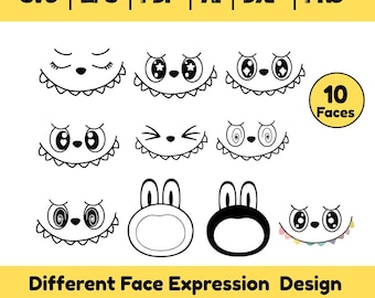 Monster Faces SVG Bundle: Kawaii Cartoon Clipart (Digital Download)