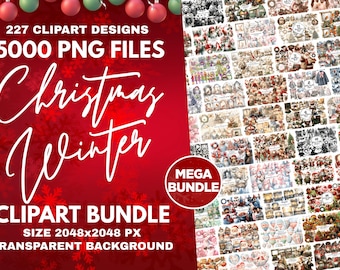 Christmas Winter Clipart Mega Bundle, 5000+ PNG Graphics (Digital Download)