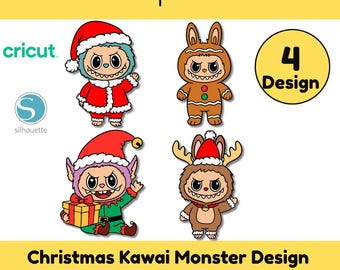 Christmas Monster Kawaii SVG Bundle: Kawaii Cartoon Clipart (Digital Download)