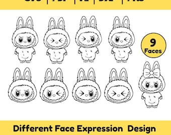 Christmas Gift, Monster Faces SVG Bundle: Kawaii Cartoon Clipart (Digital Download)