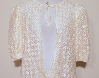 Vintage 70s Cream Chiffon Blouse