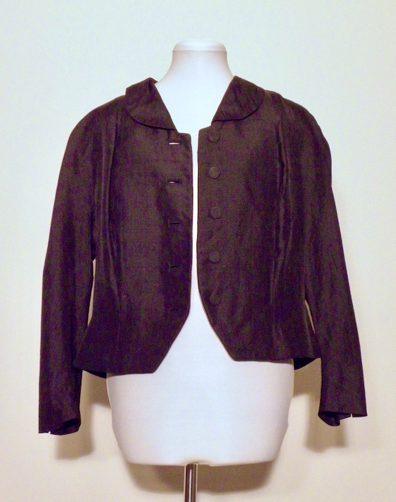 Vintage 50s Silk Peplum Black Mary Lane Blazer