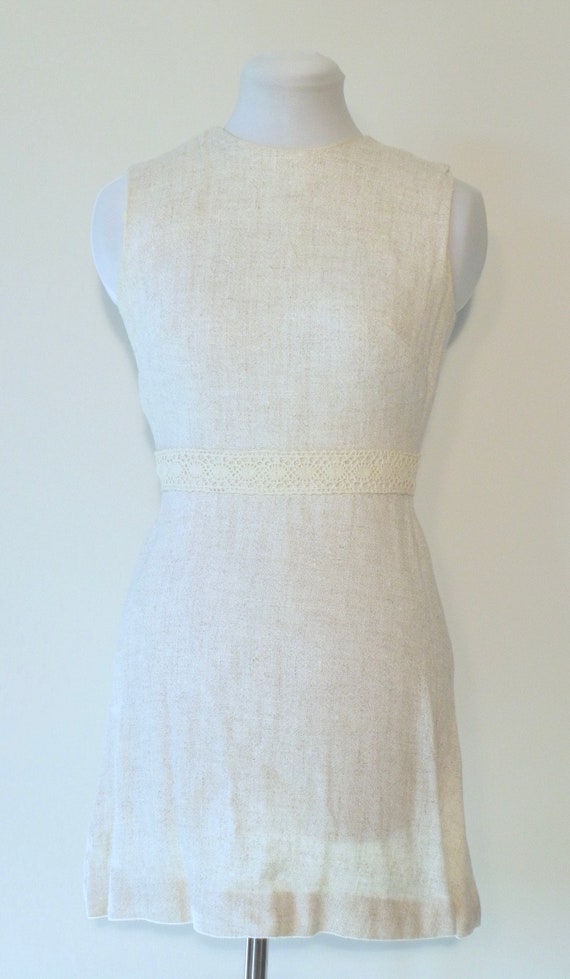 2 FOR 1 - Vintage 60s 70s Linen Knit Dress with M… - image 4