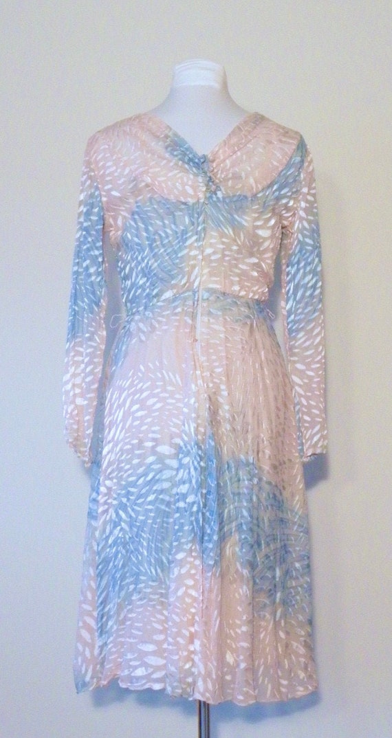 Vintage Silk Blue & Pink Sunset Dress - image 2