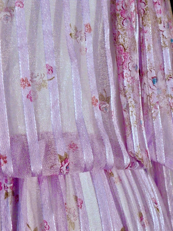 Vintage 70s Purple Floral Silk Dress - image 2