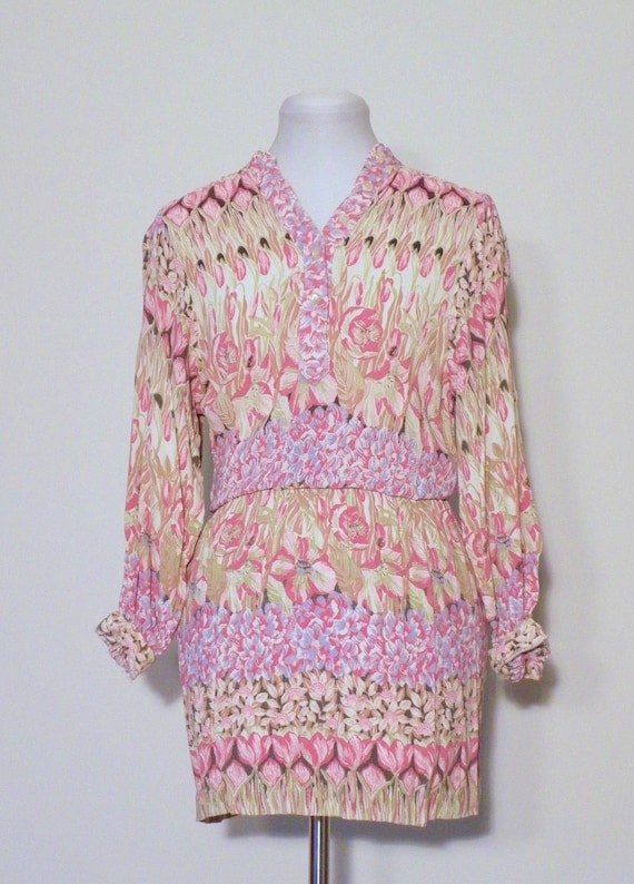 Vintage 70s Mini Tulip Crepe Dress - image 1