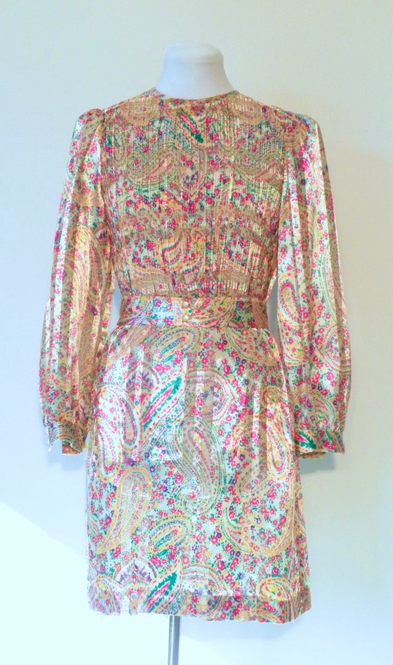 RARE Vintage 70s Silk Floral Dress