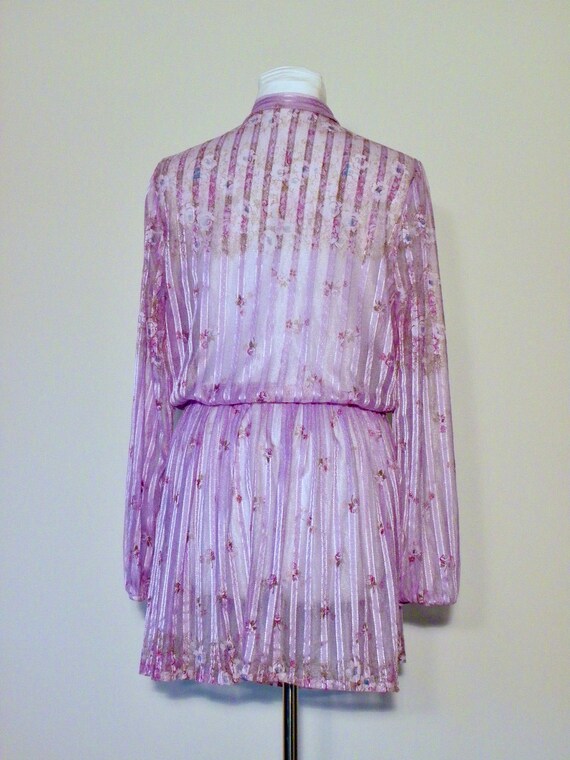 Vintage 70s Purple Floral Silk Dress - image 3