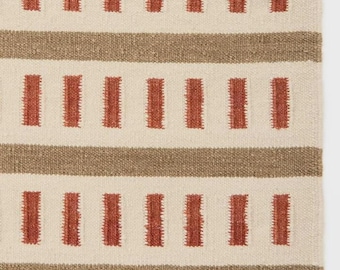 Alfombra Kilim sueca hecha a mano: lana y algodón, diseño escandinavo