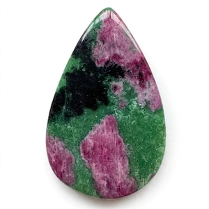 Natural Ruby Zoisite Cabochon 46*30 mm • 64.30 CT Anyolite Teardrop Loose Gemstone
