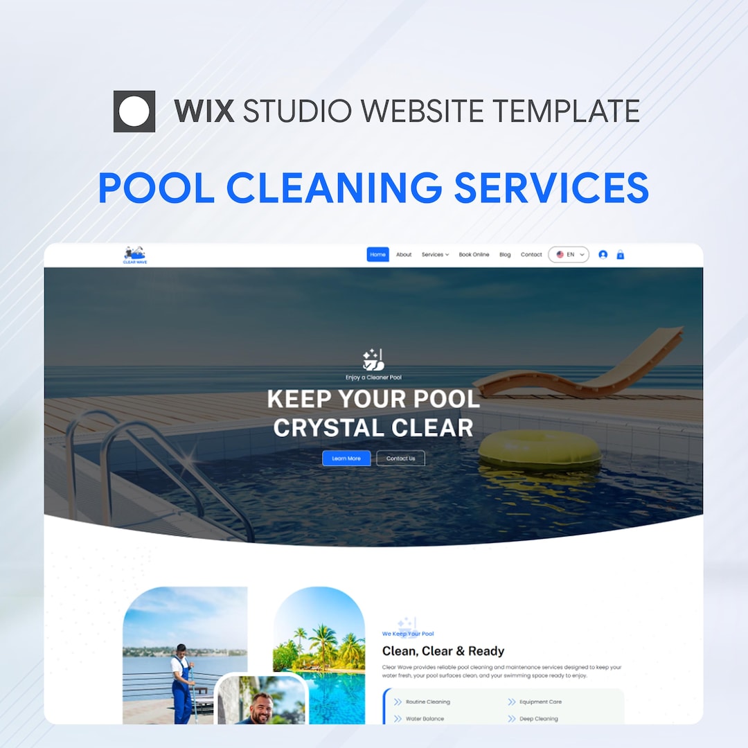 Website Pool Services Wix Studio Website Template: Pool Cleaning & Swimming Pool Maintenance ...