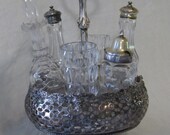 Shabby Chic Victorian Silver Crystal Castor Cruet Set