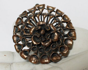 Stunning OOAK Vintage Handmade ARTISAN BRONZE Flower Pendant - 1970's