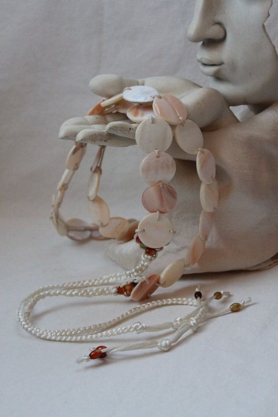 Handcrafted, hand knotted Creamy Mother of Pearl D