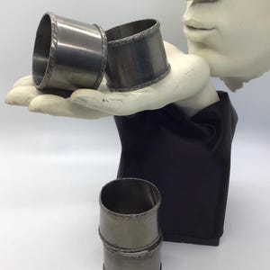 Vintage Pewter Napkin Rings, Set 4,  Roped Edges, Marked England, 1900’s