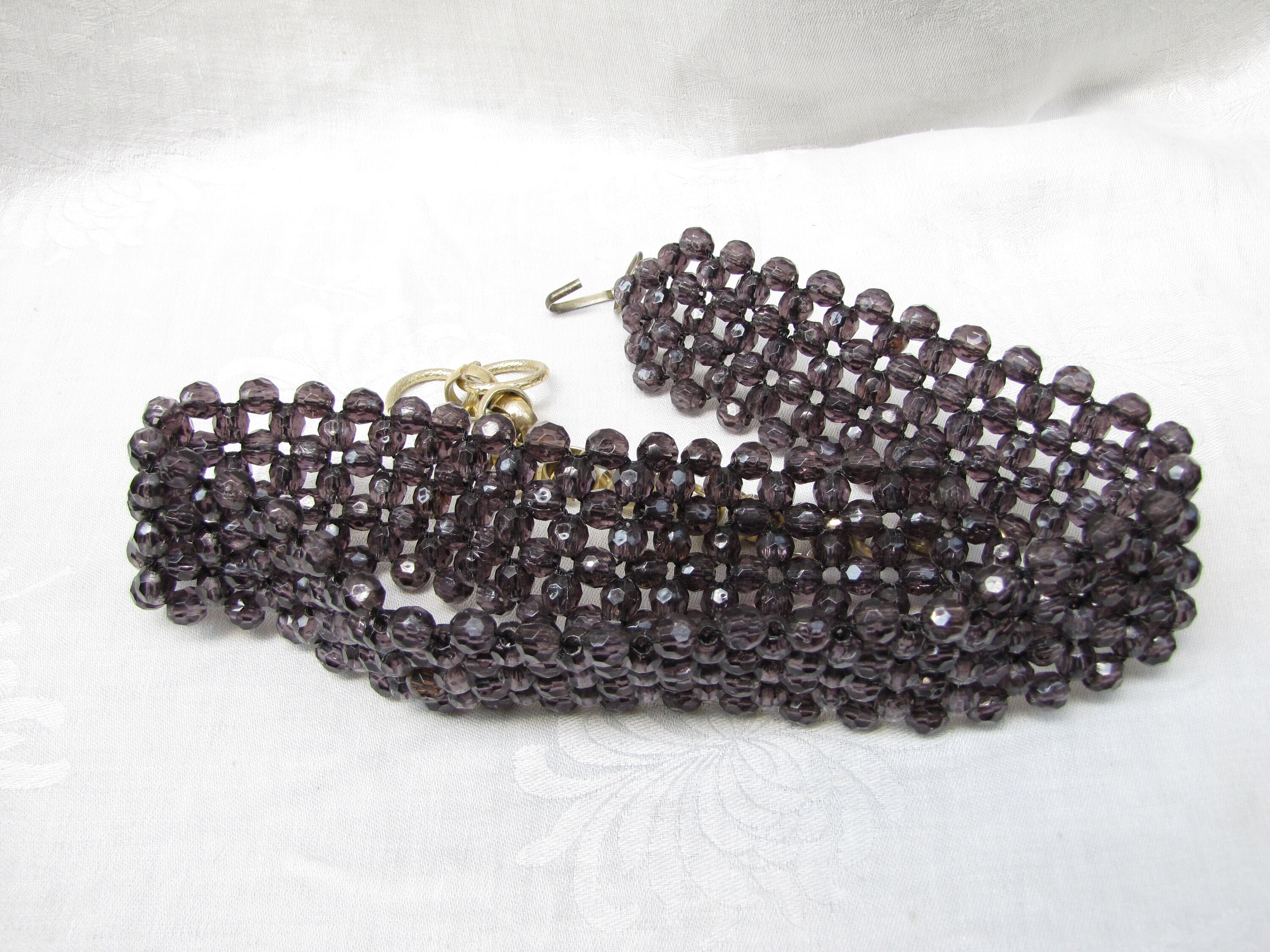 BELT; Purple Bead Woven Adjustable Dressy - 1990 display picture 3
